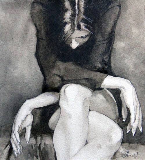 drawing,illustration,woman,ponder,grief,thinking,thoughts,black and white,art,woman